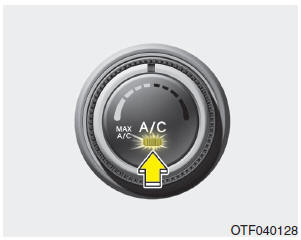 Для включения системы кондиционирования нажмите на кнопку А/С (при этом загорится