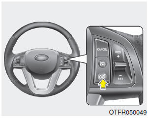 1.Чтобы включить систему ограничения скорости, нажать кнопку ON-OFF на рулевом
